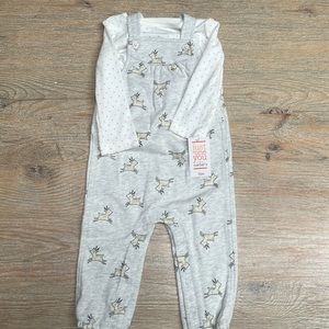Carters Reindeer overalls with undershirt